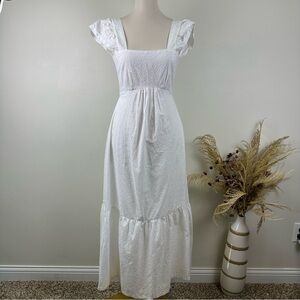 NEW Closet London White Flutter Sleeve Maxi Dress Size 4 Cottage Bridal Fairy